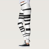 Abstrakte Schwarz-Weiß-Leinen Leggings (Links)
