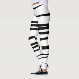 Abstrakte Schwarz-Weiß-Leinen Leggings
