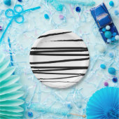 Abstrakte Schwarz-Weiß-Leinen Pappteller (Party)