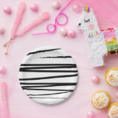 Abstrakte Schwarz-Weiß-Leinen Pappteller (Party)