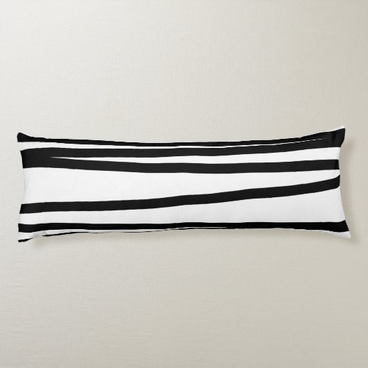 Abstrakte Schwarz-Weiß-Leinen Seitenschläferkissen (Rückseite)