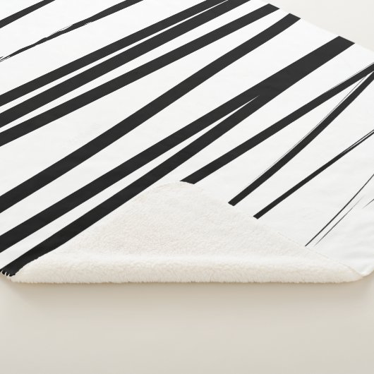 Abstrakte Schwarz-Weiß-Leinen Sherpadecke (3/4)