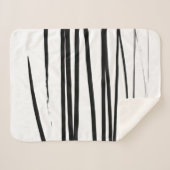 Abstrakte Schwarz-Weiß-Leinen Sherpadecke (Vorderseite (Horizontal))