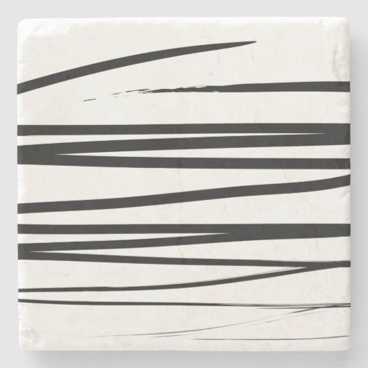 Abstrakte Schwarz-Weiß-Leinen Steinuntersetzer (Vorderseite)