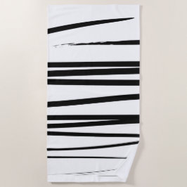 Abstrakte Schwarz-Weiß-Leinen Strandtuch