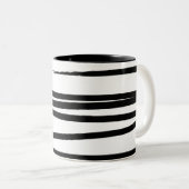Abstrakte Schwarz-Weiß-Leinen Zweifarbige Tasse (VorderseiteRechts)