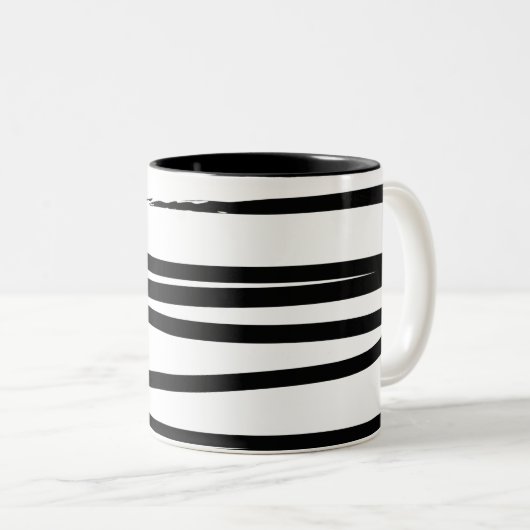 Abstrakte Schwarz-Weiß-Leinen Zweifarbige Tasse (VorderseiteRechts)