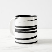 Abstrakte Schwarz-Weiß-Leinen Zweifarbige Tasse (Vorderseite Links)