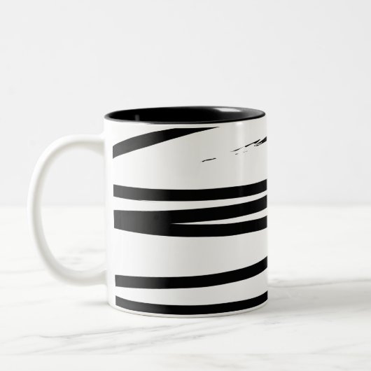 Abstrakte Schwarz-Weiß-Leinen Zweifarbige Tasse (Links)