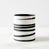 Abstrakte Schwarz-Weiß-Leinen Zweifarbige Tasse (Mittel)
