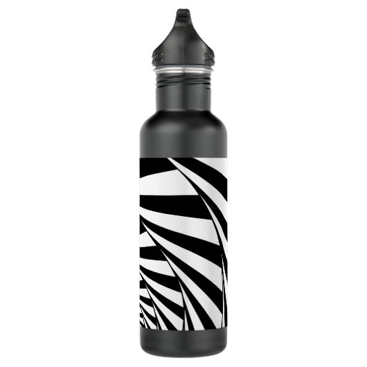 Abstrakte Schwarz-Weiß-Linien Kunst Edelstahlflasche (Rechts)