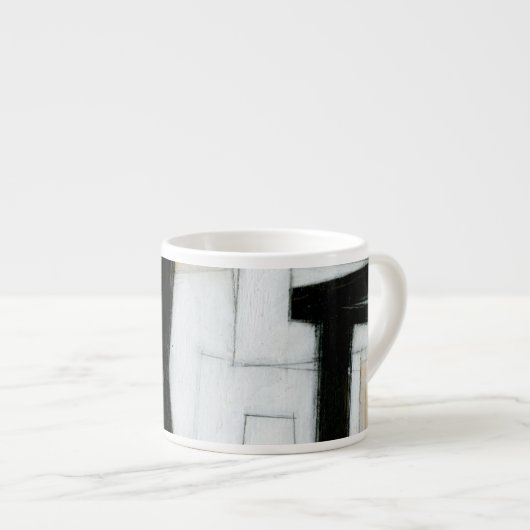Abstrakte Schwarz-Weiß-Malerei Espressotasse (Vorderseite Rechts)
