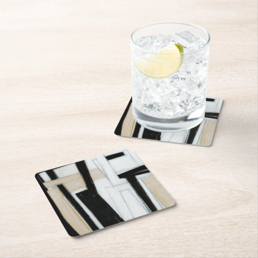 Abstrakte Schwarz-Weiß-Malerei Rechteckiger Pappuntersetzer (Vor Ort)