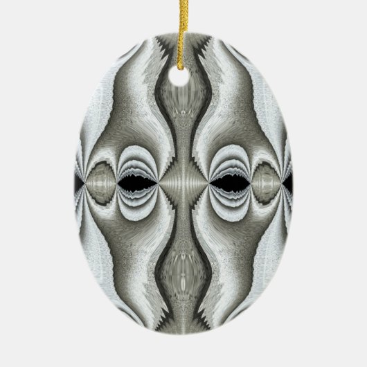 Abstrakte Schwarz-Weiß-Ornamente 2 Keramik Ornament (Vorne)