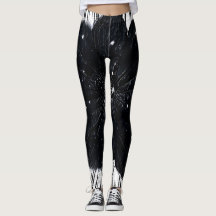 Abstrakte Schwarz-Weiß-Palmblatt-Druck-Leggings