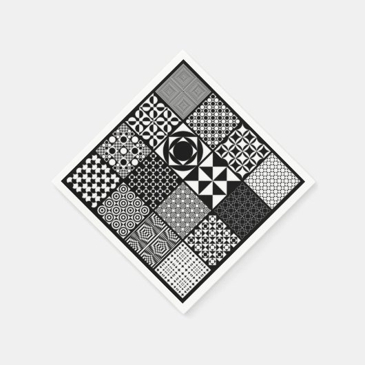 Abstrakte Schwarz-Weiß-Papiere Napkins Serviette (Ecke)