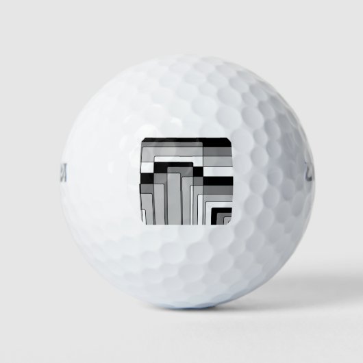 Abstrakte Schwarz-Weiß-Rechtecke Golfball (Vorderseite)