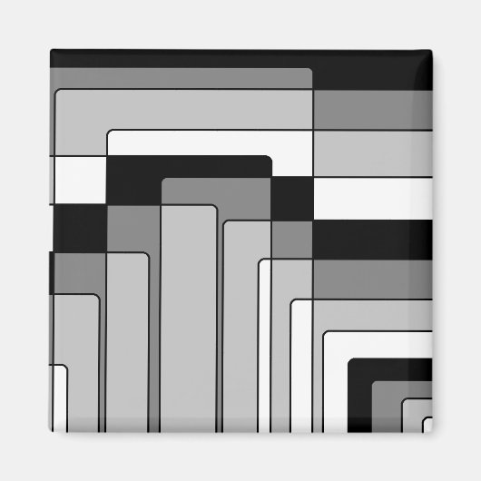 Abstrakte Schwarz-Weiß-Rechtecke Magnet (Vorne)