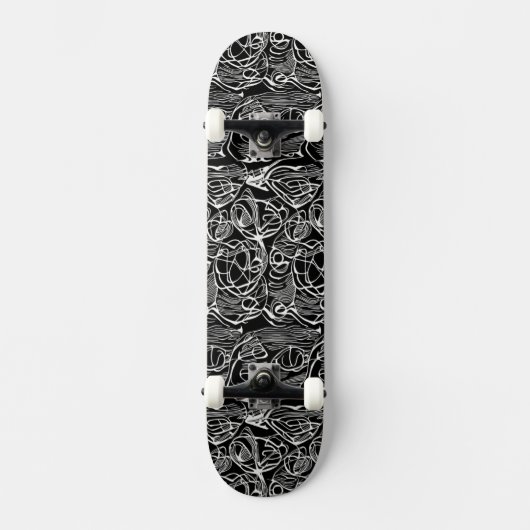 Abstrakte Schwarz-Weiß-Skateboard Skateboard (Vorderseite)