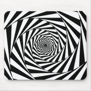 Abstrakte Schwarz-Weiß-Spiralen-Kunst Mousepad