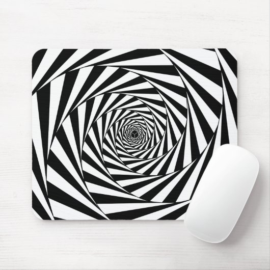 Abstrakte Schwarz-Weiß-Spiralen Mousepad (Mit Mouse)