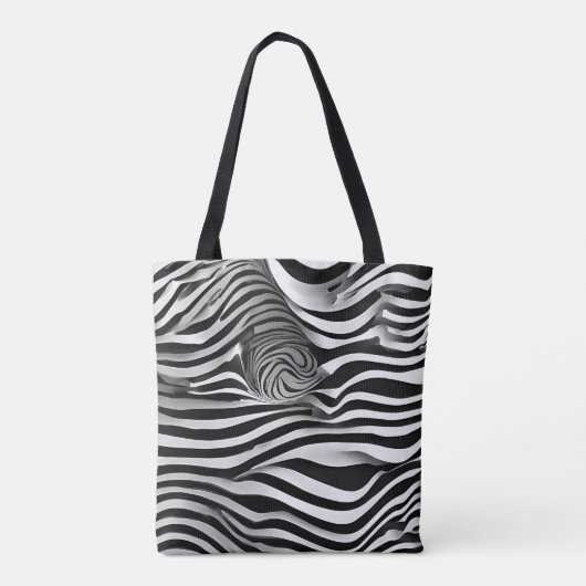 Abstrakte Schwarz-Weiß-Streifen, Schulter-Tasche Tasche (Rückseite)