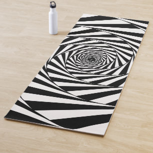 Abstrakte Schwarz-Weiß-Swirbel-Spiral-Treppen-Kuns Yogamatte