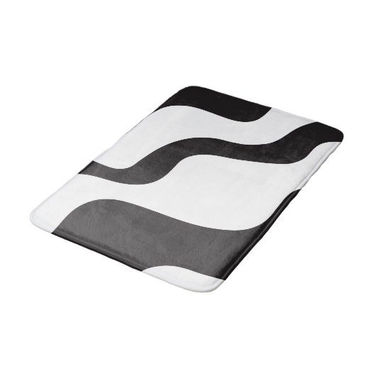 Abstrakte Schwarz-Weiß-Wave-Technik Badematte (Schrägansicht)