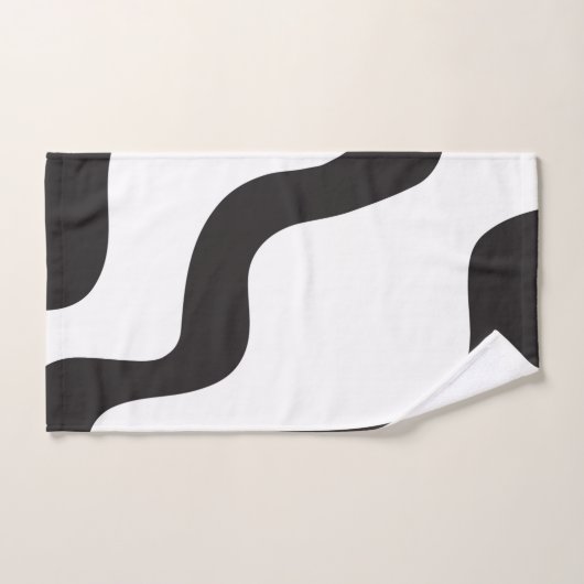 Abstrakte Schwarz-Weiß-Wave-Technik Badhandtuch Set (Handtuch)