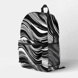 Abstrakte Schwarz-Weiß-Welle Bedruckter Rucksack