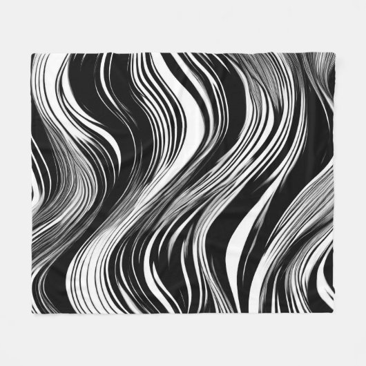 Abstrakte Schwarz-Weiß-Welle Fleecedecke (Vorderseite (Horizontal))