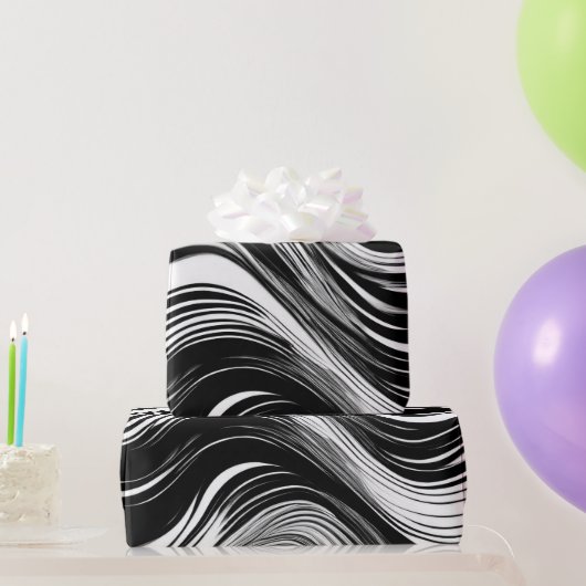 Abstrakte Schwarz-Weiß-Welle Geschenkpapier (Partygeschenke)