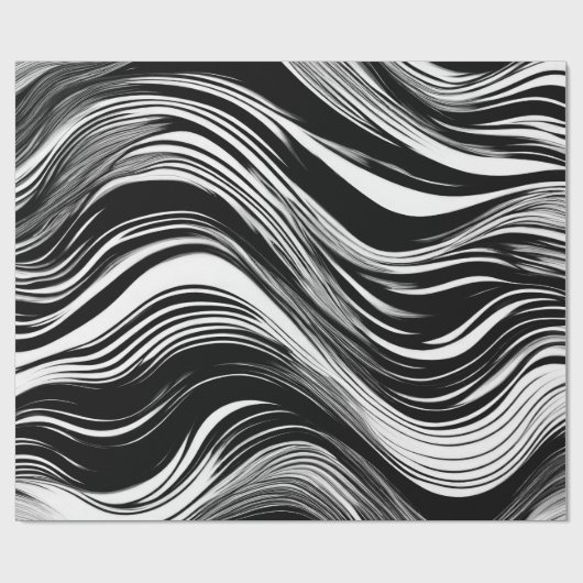 Abstrakte Schwarz-Weiß-Welle Geschenkpapier (Flach)