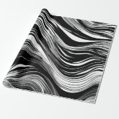 Abstrakte Schwarz-Weiß-Welle Geschenkpapier (Ungerollt)