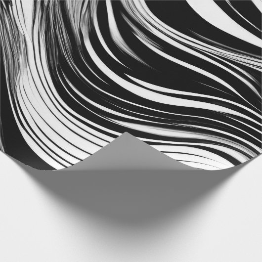 Abstrakte Schwarz-Weiß-Welle Geschenkpapier (Ecke)