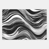 Abstrakte Schwarz-Weiß-Welle Geschenkpapier Set (Vorderseite 3)