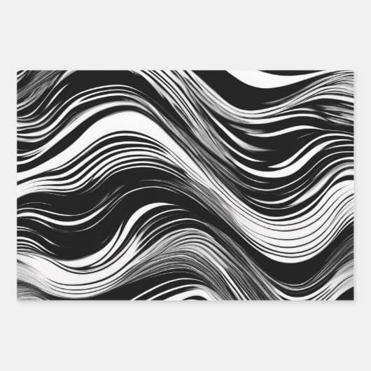 Abstrakte Schwarz-Weiß-Welle Geschenkpapier Set (Vorderseite 3)
