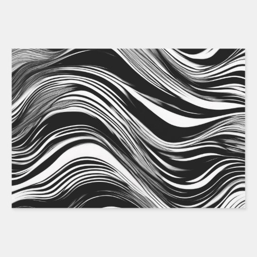 Abstrakte Schwarz-Weiß-Welle Geschenkpapier Set (Vorderseite 2)