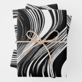 Abstrakte Schwarz-Weiß-Welle Geschenkpapier Set (Beispiel)