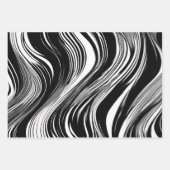 Abstrakte Schwarz-Weiß-Welle Geschenkpapier Set (Vorderseite)
