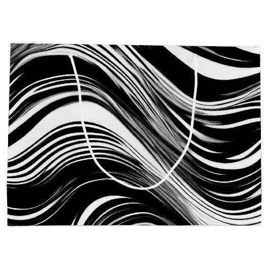 Abstrakte Schwarz-Weiß-Welle Große Geschenktüte (Rückseite)