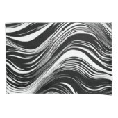 Abstrakte Schwarz-Weiß-Welle Kissenbezug (Vorderseite-Links)