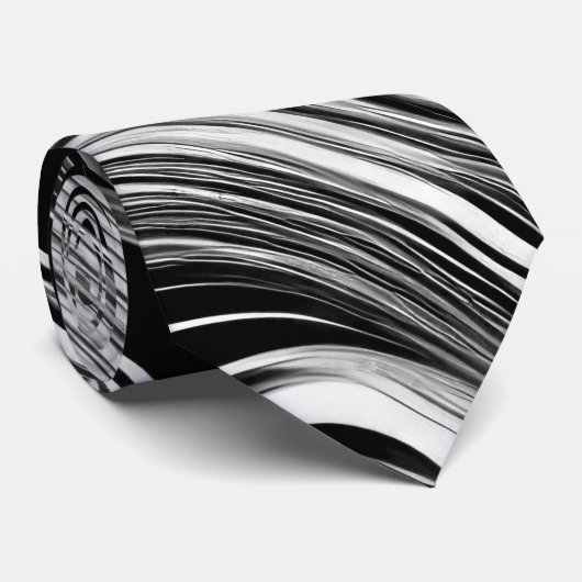 Abstrakte Schwarz-Weiß-Welle Krawatte (Gerollt)