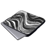 Abstrakte Schwarz-Weiß-Welle Laptopschutzhülle (Vorne Knopf)