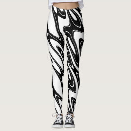 Abstrakte Schwarz-Weiß-Welle Leggings