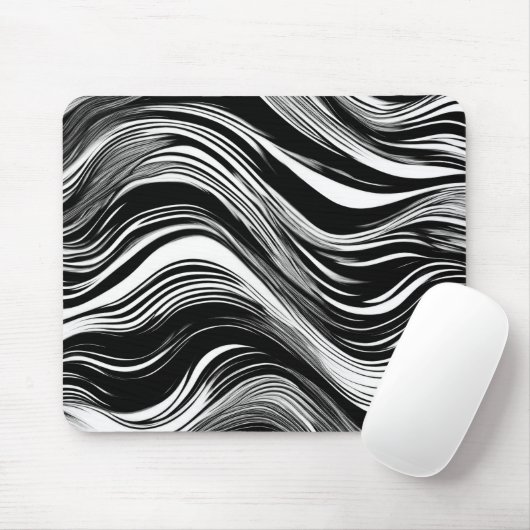 Abstrakte Schwarz-Weiß-Welle Mousepad (Mit Mouse)