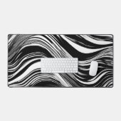 Abstrakte Schwarz-Weiß-Welle Schreibtischunterlage (Tastatur & Maus)