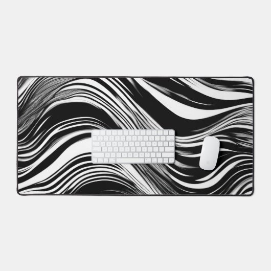 Abstrakte Schwarz-Weiß-Welle Schreibtischunterlage (Tastatur & Maus)