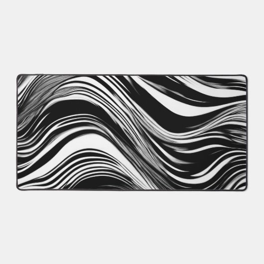 Abstrakte Schwarz-Weiß-Welle Schreibtischunterlage (Vorderseite)