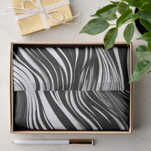 Abstrakte Schwarz-Weiß-Welle Seidenpapier (Geschenk)